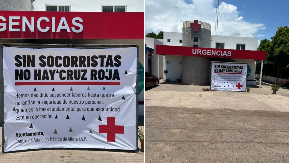 Trabajadores cierran Cruz Roja de Altata y colocan lona ante falta de seguridad y ejecución de paramédico Trabajadores cierran Cruz Roja de Altata y colocan lona ante falta de seguridad y ejecución de paramédico