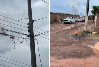 Cae rayo en poste y deja sin luz a colonia de Los Mochis
