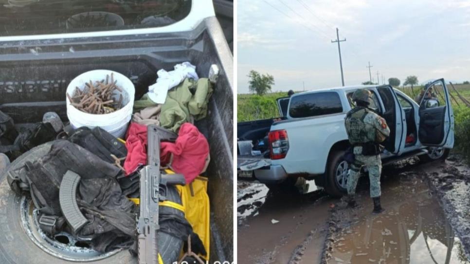 Aseguran camioneta, armas, municiones y equipo táctico en la localidad de la Reforma, en Culiacán Aseguran camioneta, armas, municiones y equipo táctico en la localidad de la Reforma, en Culiacán