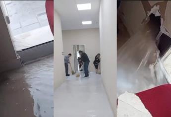 Edificio de rectoría de la UAdeO Los Mochis colapsa y se inunda con la lluvia