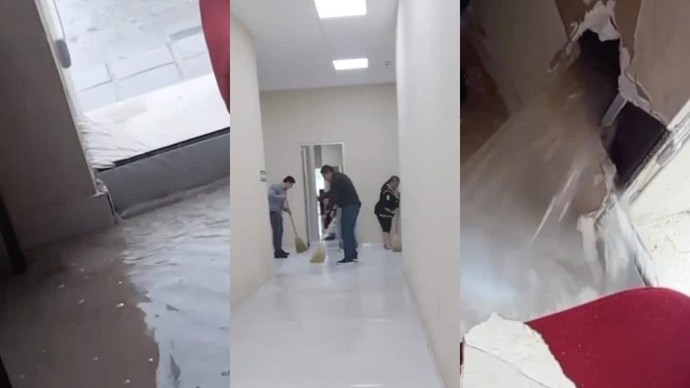 Edificio de Rectoría de la UAdeO Los Mochis colapsa y se inunda con la lluvia