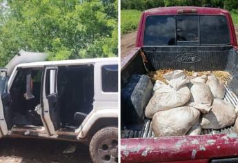 Aseguran cuatro vehículos con precursores químicos en el poblado San Miguel de las Mesas, en Cosalá