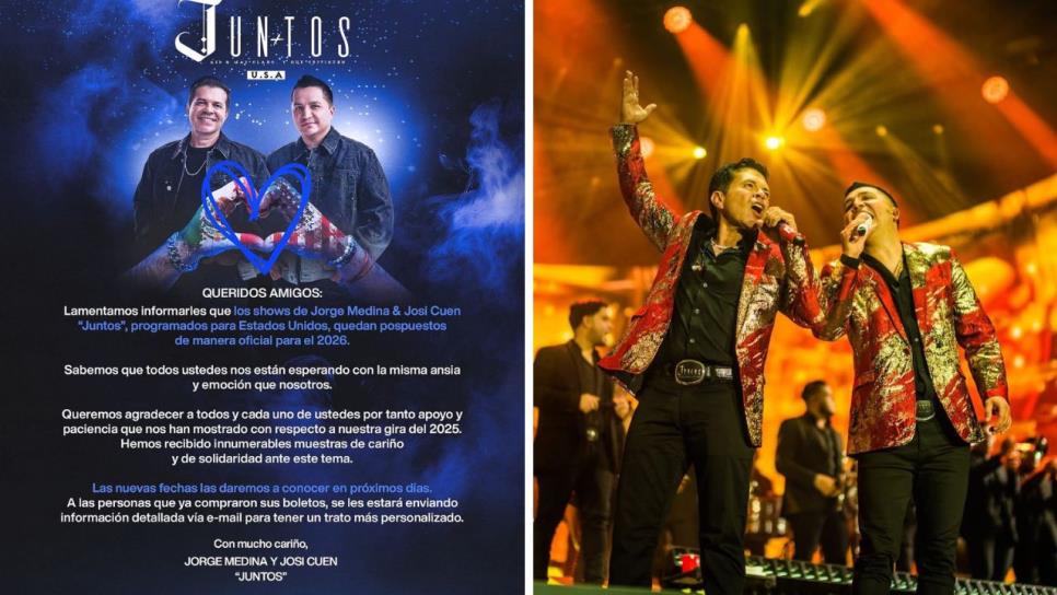 Jorge Medina y Josi Cuen cancelan su tour Juntos en EE.UU este 2025