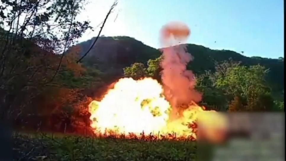 Con una explosión controlada neutralizan narcolaboratorio en Abuya, Culiacán