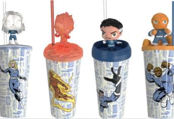 Así son los vasos coleccionables de los 4 Fantásticos de Cinépolis