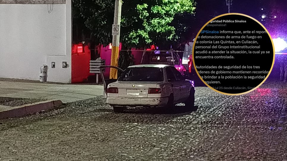 La situación ya se encuentra controlada tras detonaciones en Las Quintas, afirma Seguridad Pública La situación ya se encuentra controlada tras detonaciones en Las Quintas, afirma Seguridad Pública