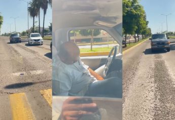 Lo cachan dormido en pleno semáforo de Los Mochis e intenta librarse de infracción con 30 pesos