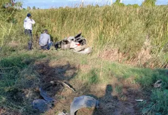 Pareja termina lesionada en aparatosa salida de camino y volcadura en Guasave