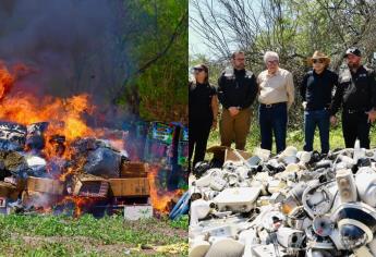 Incineran más de 3 toneladas de droga y mil 600 cámaras de videovigilancia clandestinas en Culiacán
