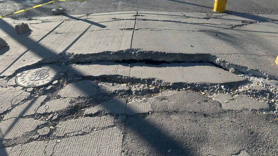 Se levanta misteriosamente el concreto en el centro de Los Mochis; Obras Públicas investiga