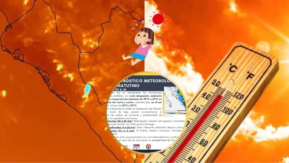 Pronostican un viernes caluroso de hasta 43 °C en Sinaloa y lluvias fuertes en la zona centro y sur Pronostican un viernes caluroso de hasta 43 °C en Sinaloa y lluvias fuertes en la zona centro y sur