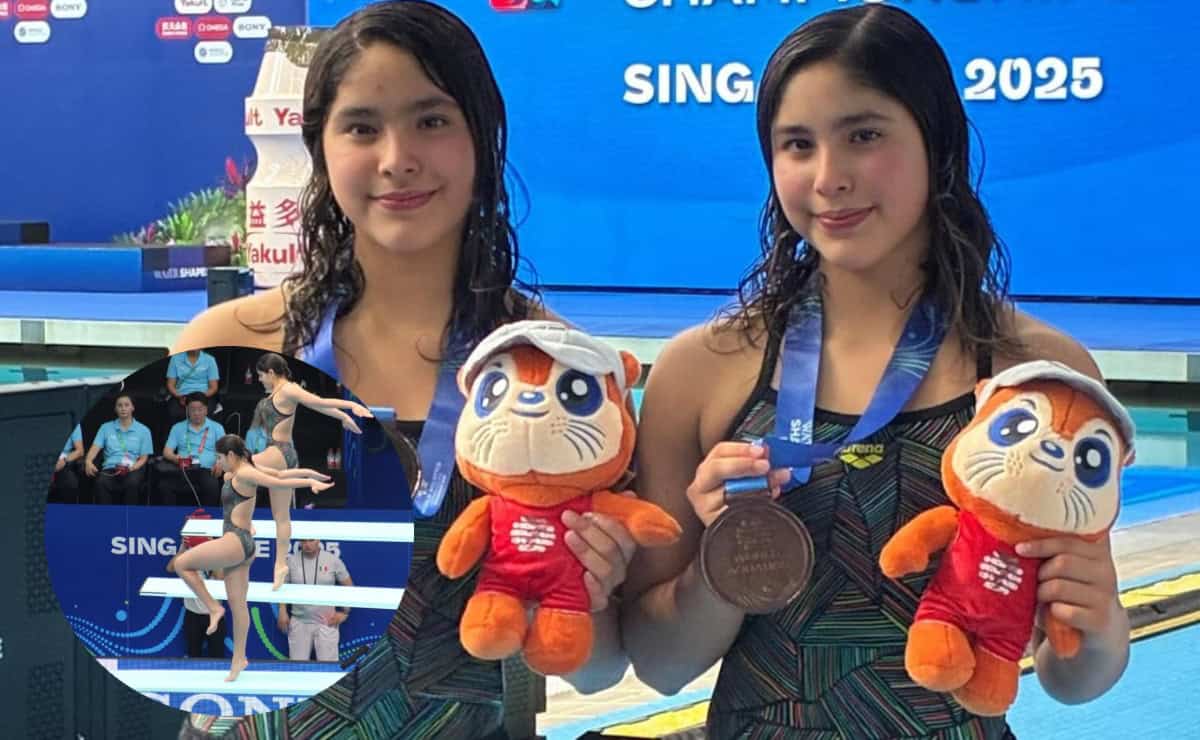 Lía y Mía, gemelas clavadistas hacen historia al ganar medalla en Mundial de Singapur 2025