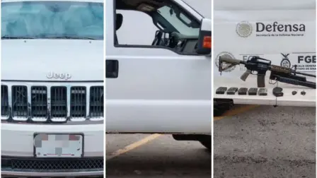 Aseguran dos vehículos y armamento en Navolato; uno de los carros estaba blindado