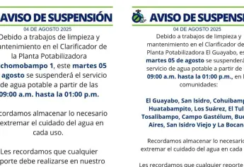 ¡A llenar cubetas! JAPAMA suspenderá servicio a 12 comunidades este martes