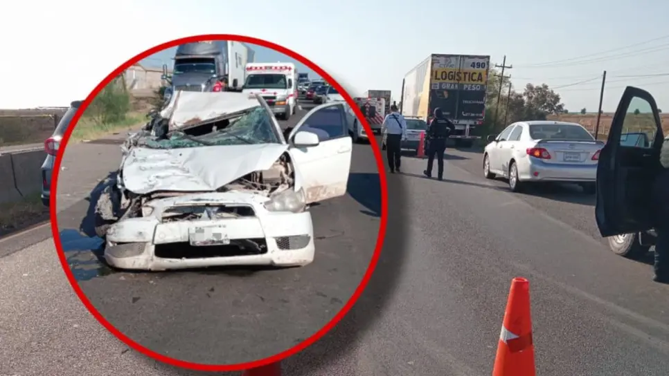 Mujer se mete debajo de un tráiler en la México 15 en Juan José Ríos; vehículo quedó hecho chatarra