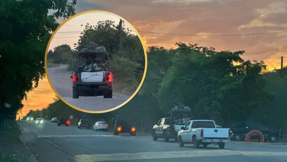 En unidades blindadas elementos del ejército despliegan operativo en Los Melones, municipio de Sinaloa