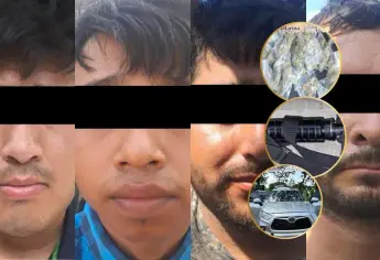 En megaoperativo en Culiacán liberan a una persona y detienen a 5 sicarios, con rifles, vehículos, equipo táctico y droga