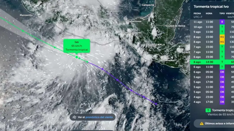 Ivo ya es tormenta tropical en el Pacífico; sigue su trayectoria EN VIVO