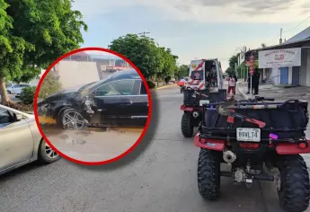 Joven mujer provoca aparatoso accidente en Guasave; sufrió lesiones leves