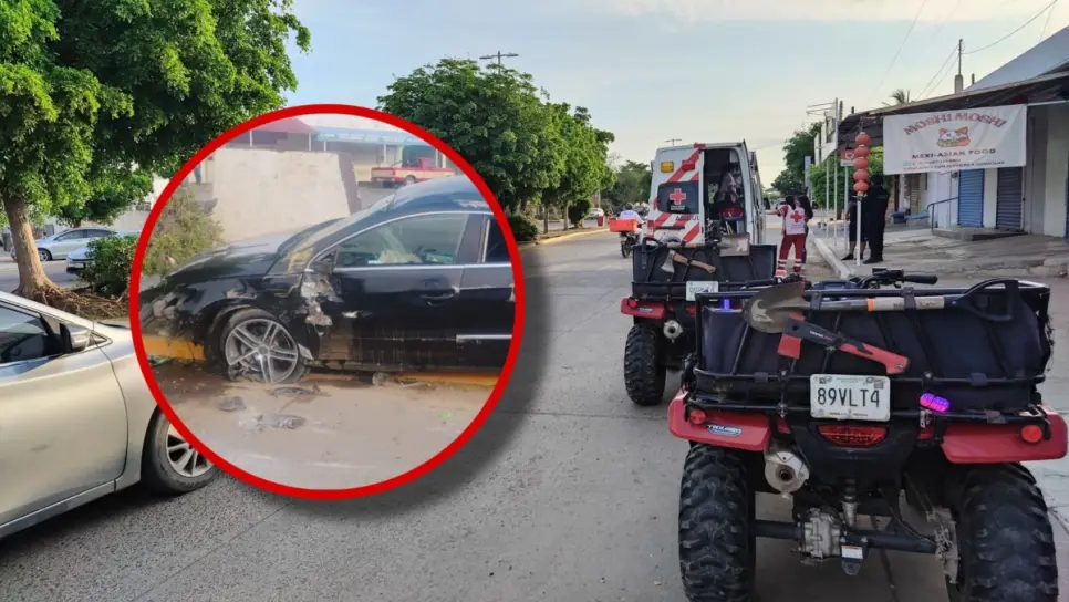 Joven mujer provoca aparatoso accidente en Guasave; sufrió lesiones leves