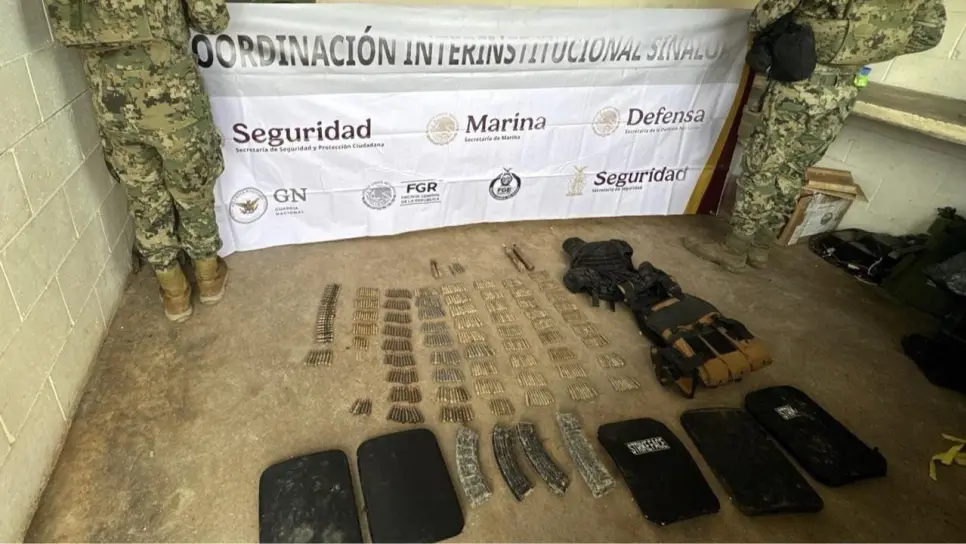 Localizan campamento con cargadores, cartuchos, artefactos explosivos y equipo táctico en Cosalá