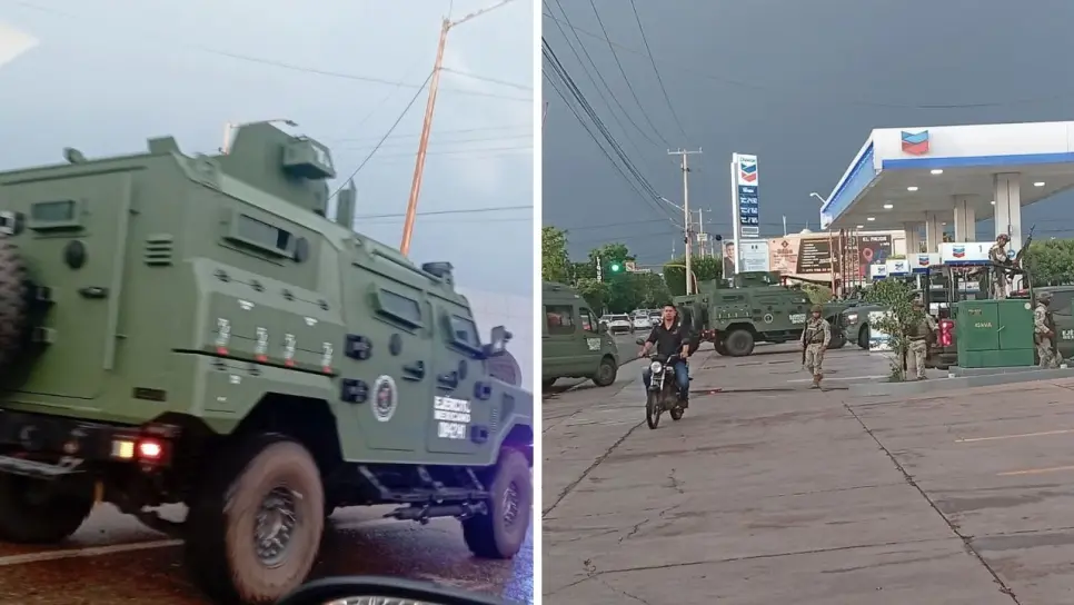 Fuerte operativo militar en Guamúchil: vehículos blindados Ocelotl y decenas de soldados patrullan la ciudad