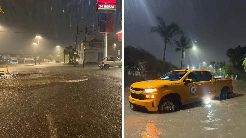 Fuertes lluvias provocan desbordamiento de canal y bloqueos viales en Mazatlán