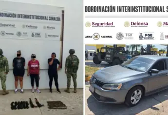 Detienen a tres mujeres con rifles cuerno de chivo, municiones y celulares en Infonavit Barrancos, en Culiacán