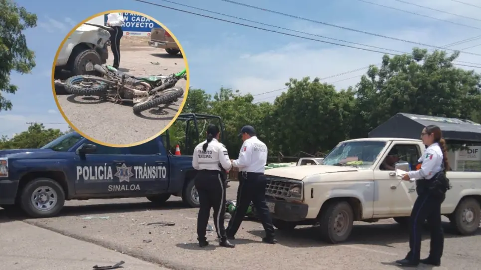 Grave accidente en Guamúchil–Angostura deja a motociclista lesionado y tráfico interrumpido