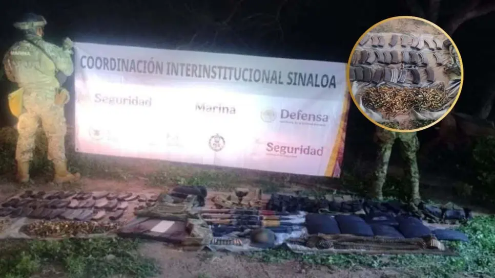 Aseguran Cuernos de Chivo, equipo táctico y más de 2 mil cartuchos en La Cruz de Elota, Sinaloa