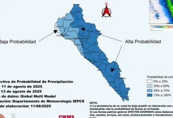SMN alerta a Sinaloa por 72 horas de lluvias fuertes
