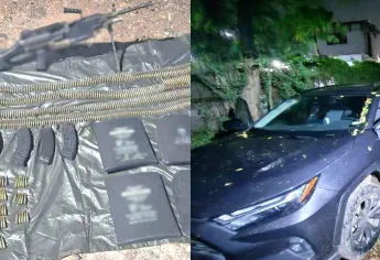 Aseguran una ametralladora, más de 800 cartuchos y un vehículo en Culiacán