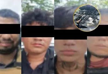 Detienen a 4 sicarios y les aseguran Cuernos de Chivo, Cuernos de Disco, equipo táctico y droga, en Navolato