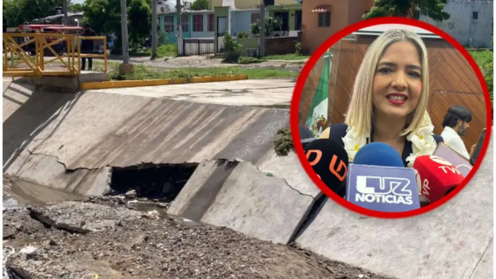 Lluvias dejan daños en puente peatonal de Mazatlán; obras correrán por cuenta del contratista: Estrella Palacios