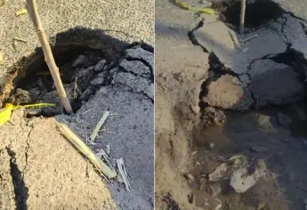 Aparece socavón en San José de Ahome