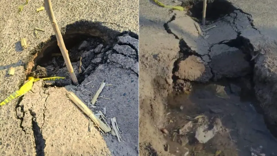 Aparece socavón en San José de Ahome