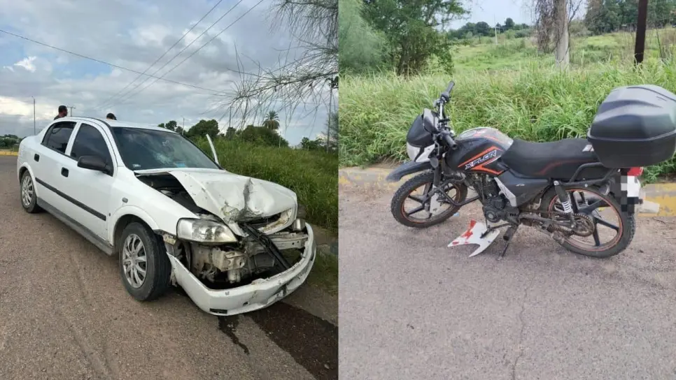 Dos motociclistas con lesiones graves y pérdidas materiales tras accidente múltiple en Guasave