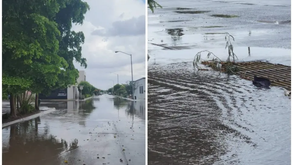 Intensa lluvia provoca inundaciones en varias colonias del norte de Los Mochis