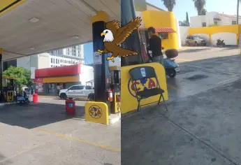 ¡El amor por las Águilas!: Gasolineras en Culiacán son decoradas con el Escudo del América