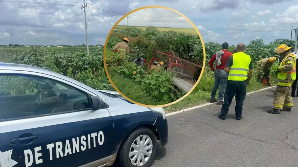 Ventura perdió el control de su camioneta terminó lesionado y dentro de un dren en Guasave