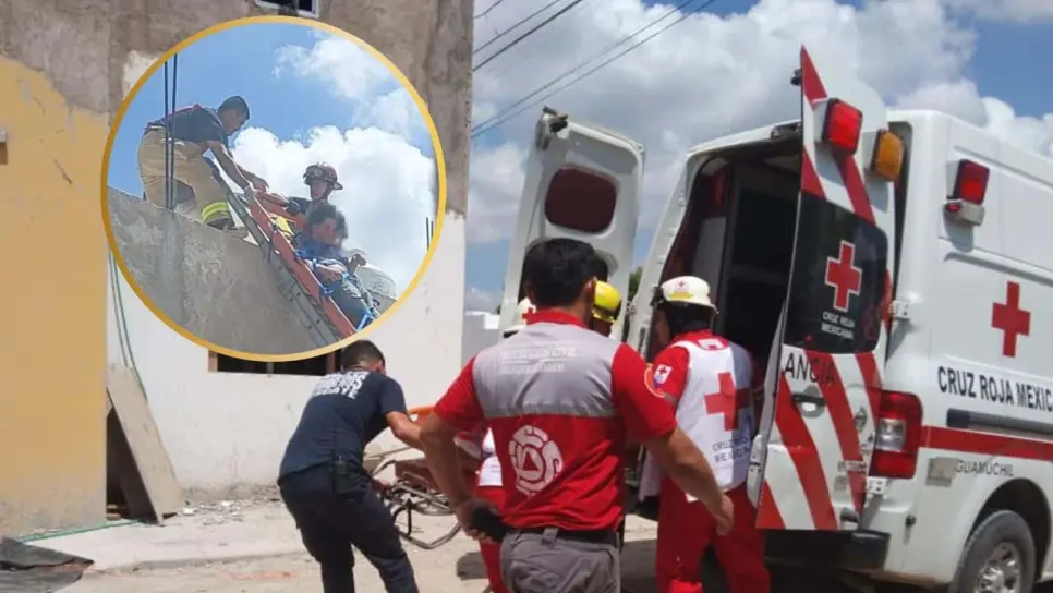 Edgar recibe fuerte descarga eléctrica, realizaba trabajos de albañilería en el techo de una casa en Guamúchil