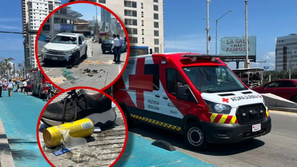 Se registra mega choque en el malecón de Mazatlán; el responsable iba alcoholizado y huye