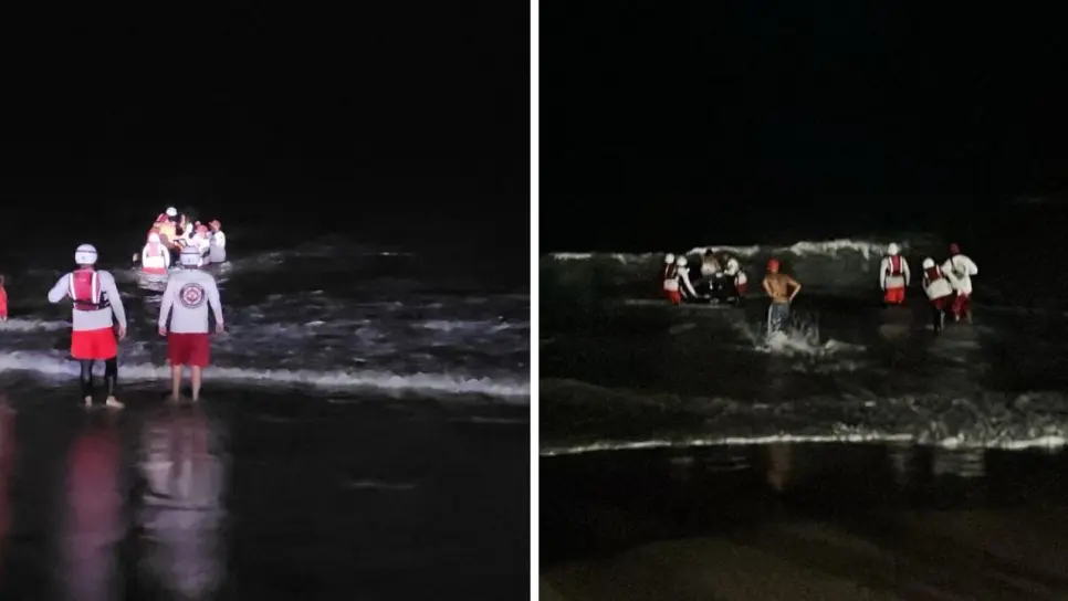 En medio de fuerte lluvia en Mazatlán salvavidas rescatan a 22 turistas de yate