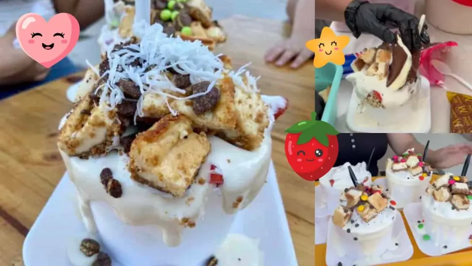 Fresas con crema y su fusión de pay y helado; el postre que enamora en Los Mochis
