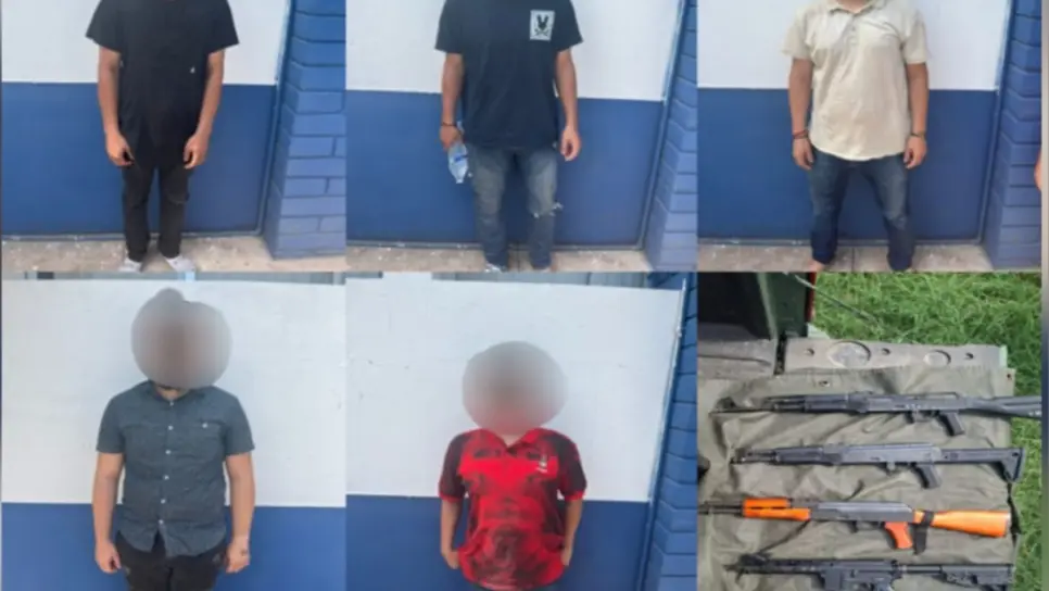 Detienen a 5 personas armadas con "Cuerno de Chivo" y R-15 en la Ampliación El Barrio, Culiacán