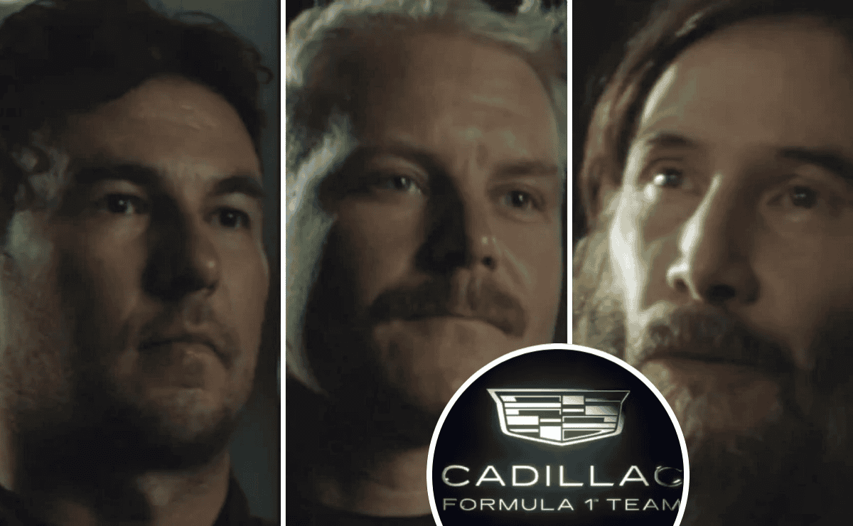 Al estilo Matrix, Keanu Reeves presenta a "Checo" Pérez y a Bottas como pilotos de Cadillac | VIDEO