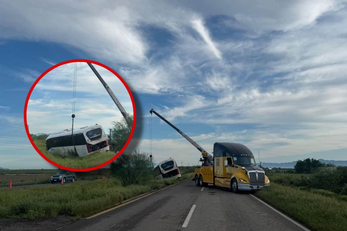 Autobús con 20 pasajeros que iban a la frontera se sale de la carretera México 15 en el Valle del Carrizo