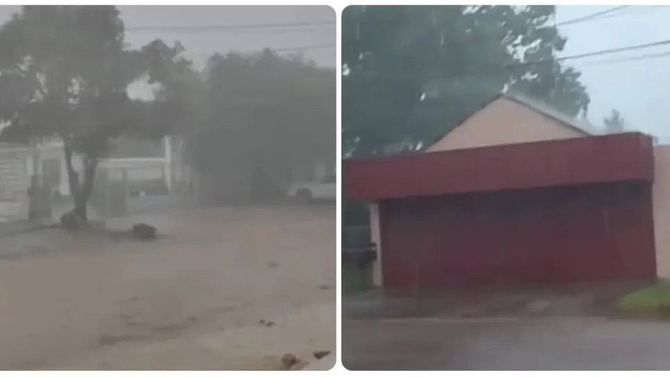 Tormenta de rápida formación sorprende al Évora y deja estragos en Guamúchil
