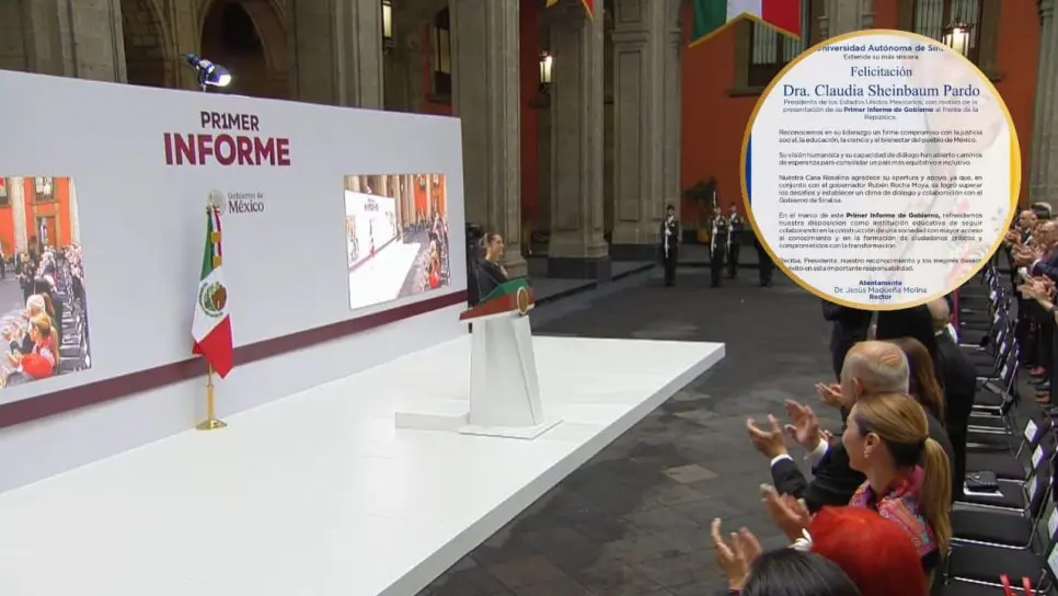 UAS felicita a Claudia Sheinbaum por su Primer Informe de Gobierno