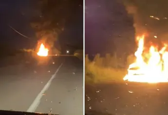 Localizan un vehículo en llamas por la carrera de Eldorado a Quilá